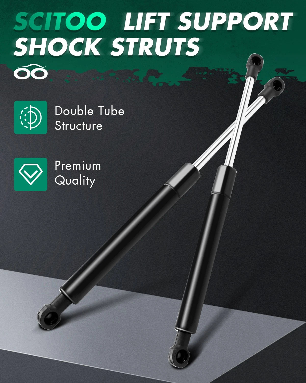 2X Trunk Lift Supports for INFINITI Q50 (2014–2018) Gas Shock Struts W/O Spoiler