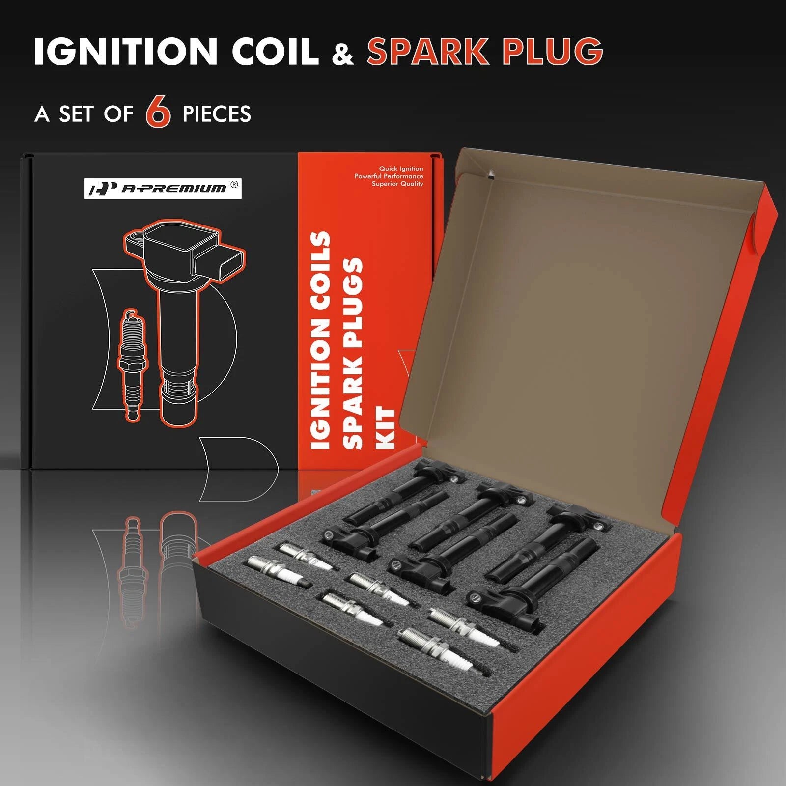 Set of 6 Ignition Coils & Iridium Spark Plugs for Kia Optima (2006–2010)