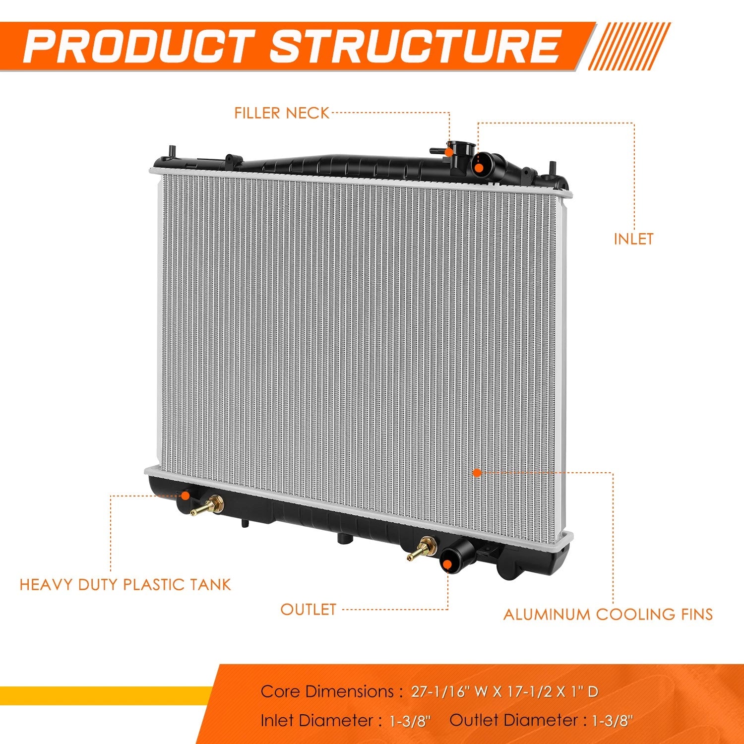 OE Replacement Full Aluminum Core Radiator for Frontier/Xterra (1998–2004) DPI-2215
