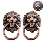 2X Zinc Alloy Lion Head Drawer Pull Knob for Cabinet Door
