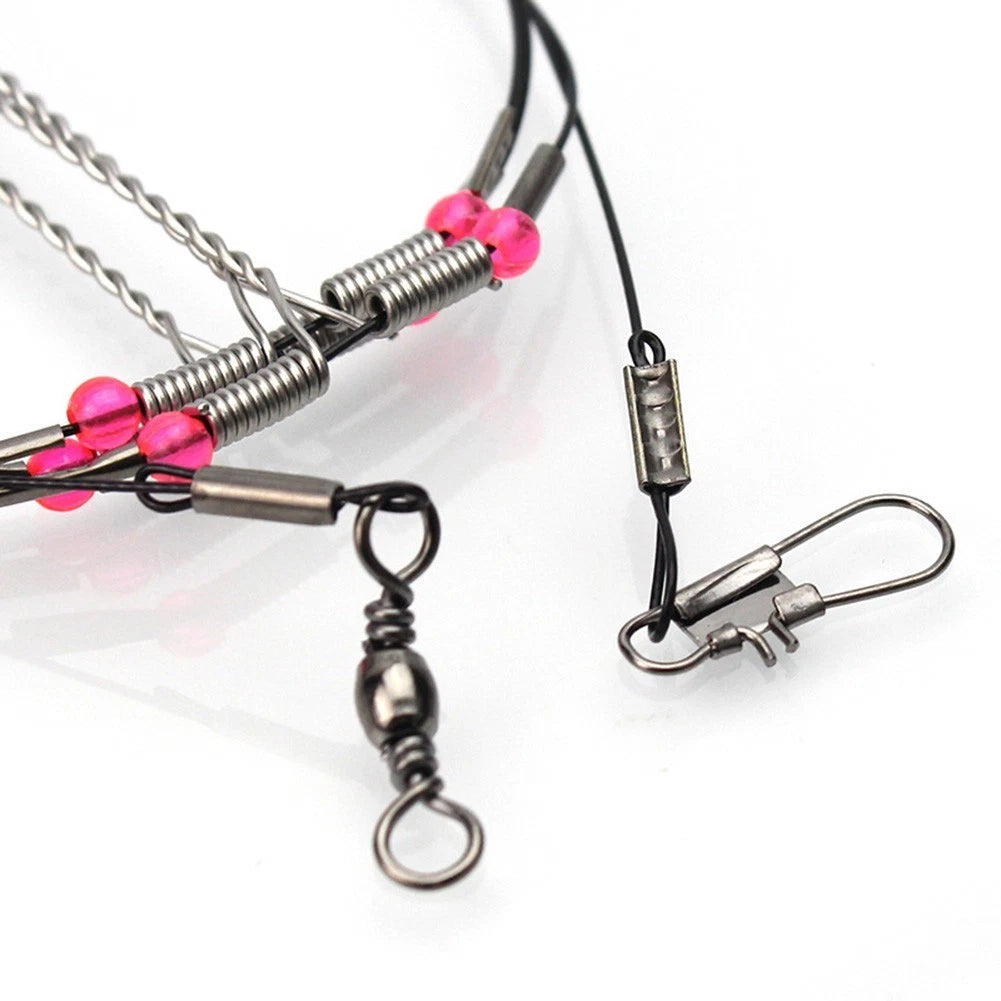 5Pcs Stainless Steel Fishing Line Leaders with Snap & Swivel