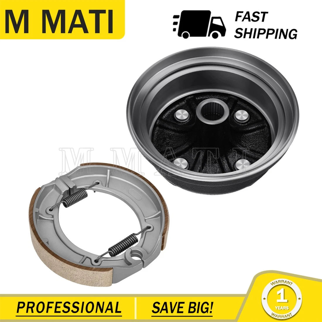 Rear Wheel Brake Drum & Shoes Kit for Yamaha Big Bear 350 YFM350 (1996–1999)