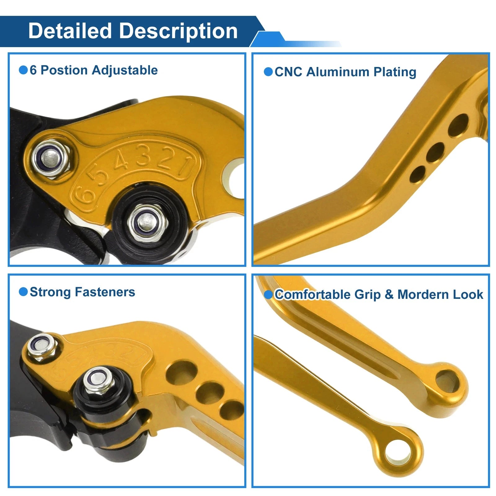 Adjustable Short Brake Clutch Levers for BMW R Nine T (2014–2016) - Gold Tone