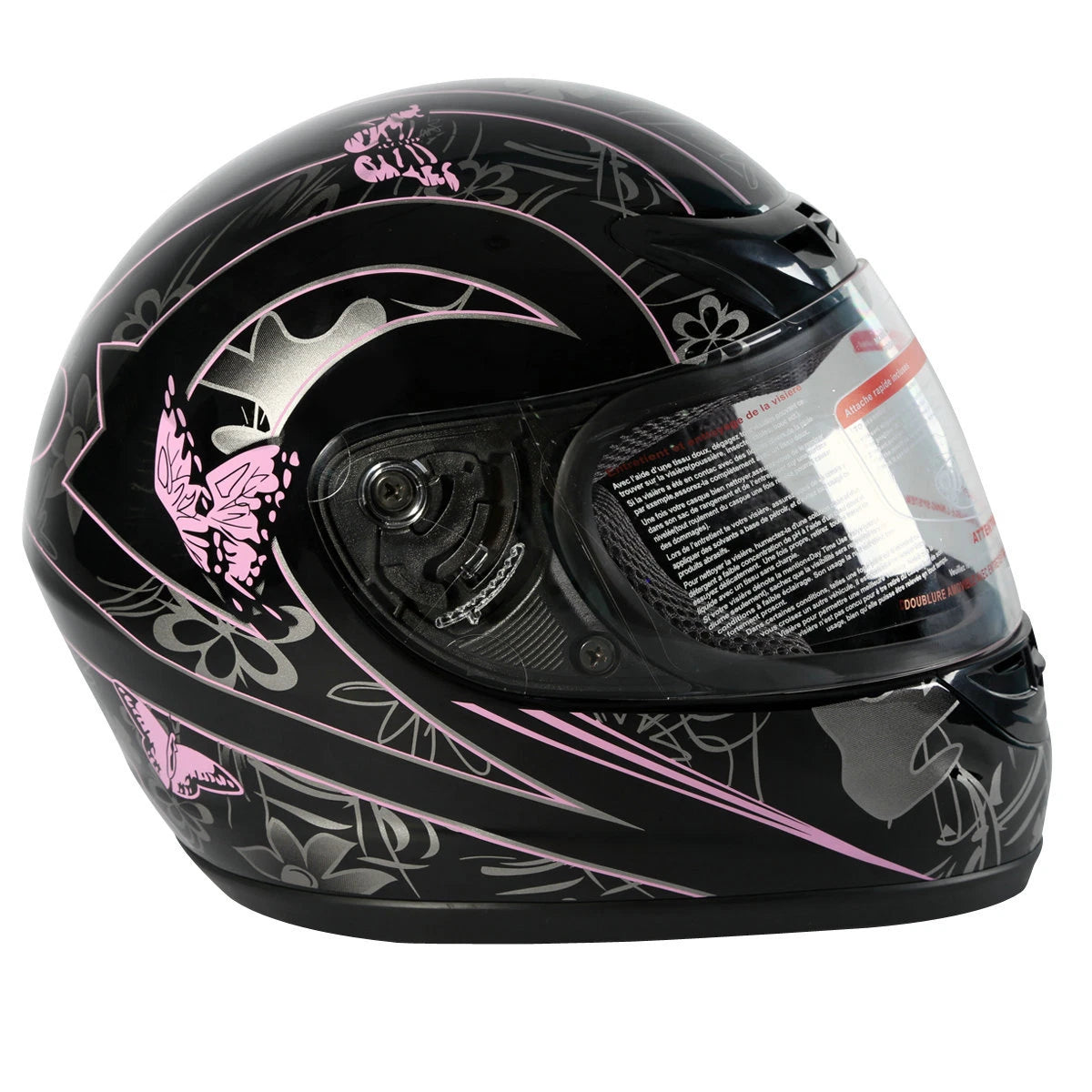 Butterfly Full Face Helmet for Motorcycle (S, M, L, XL, XXL) - Black