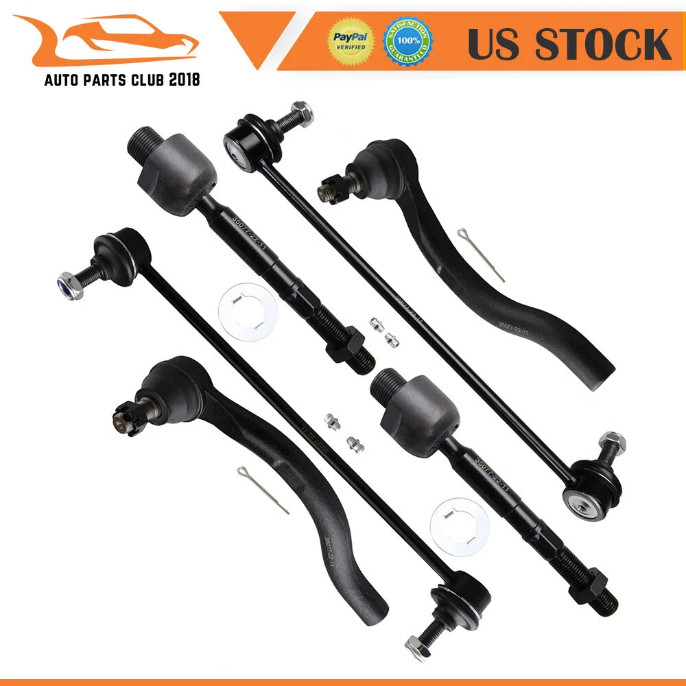 Set of 6 Front Steering Tie Rod Ends for Acura ILX (2013–2022)