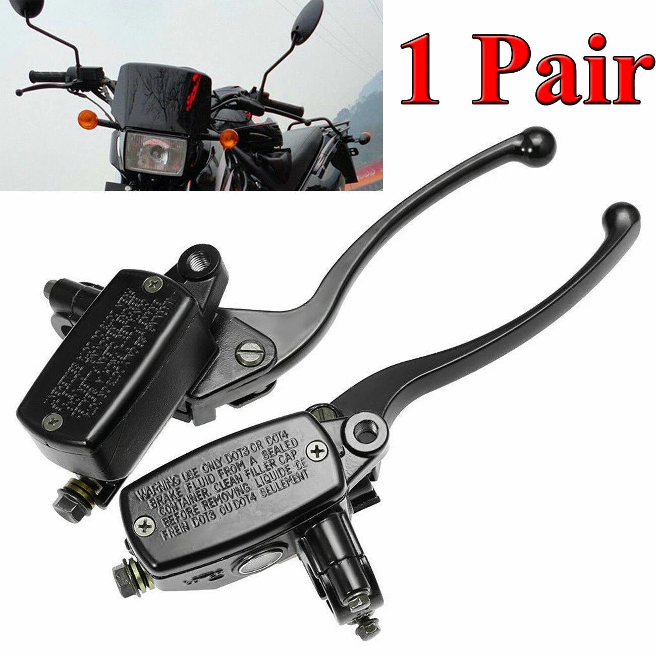Brake Master Cylinder & Clutch Lever Set for Honda Yamaha Suzuki Kawasaki (7/8")