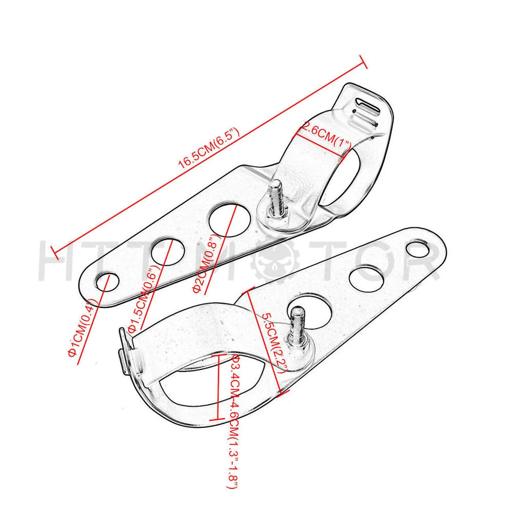 Side Mounting Fork Tube Clamp Headlight Brackets for Cruisers Choppers