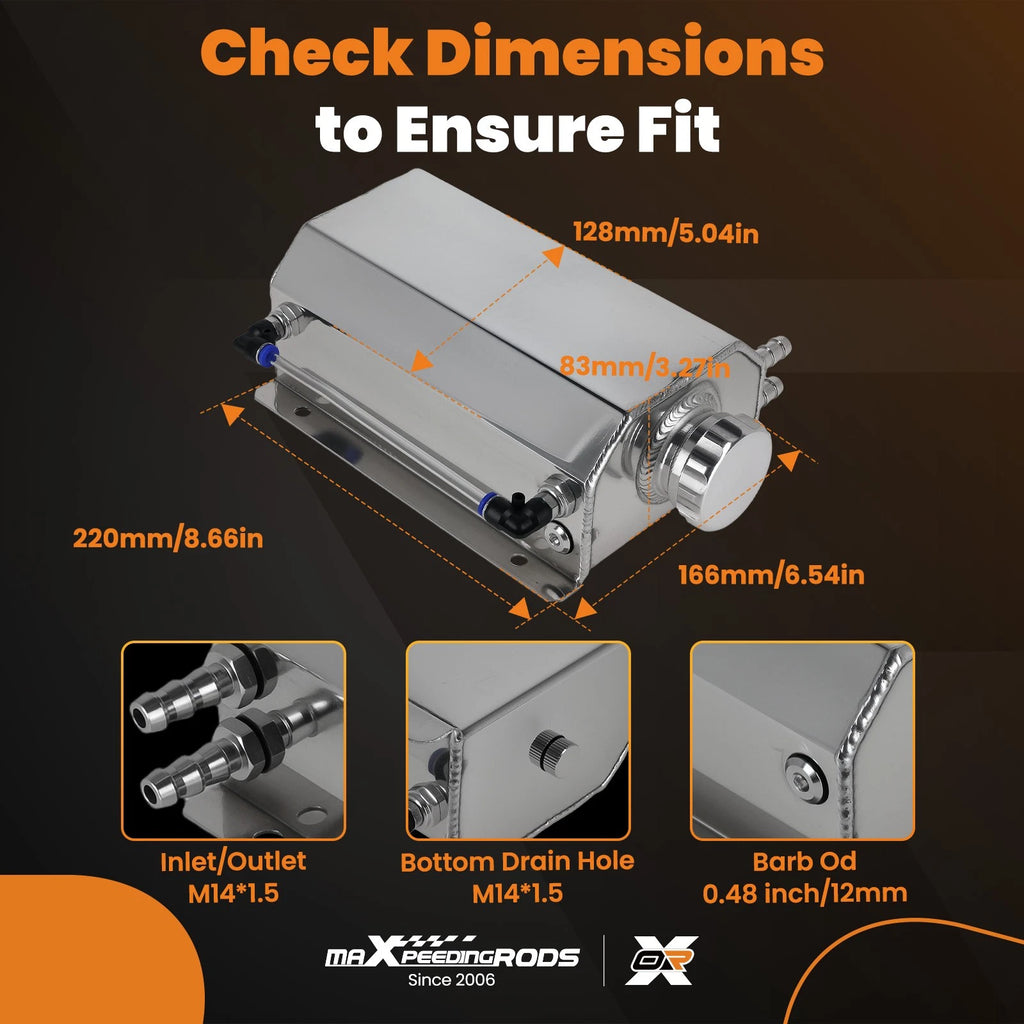 2L Aluminum Coolant Radiator Overflow Reservoir for Universal Fit