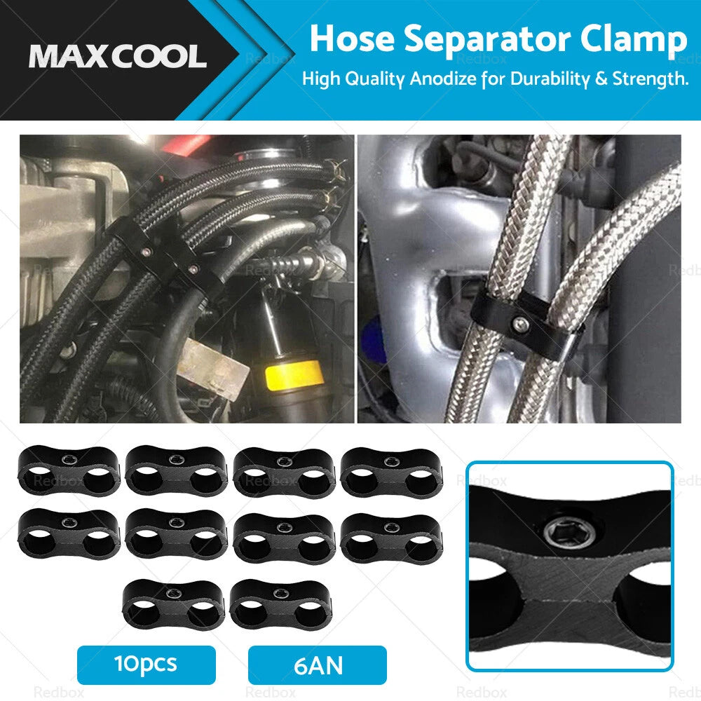 10x AN6 Nylon Braided Stainless Fuel Oil Line Hose Clamp for Universal