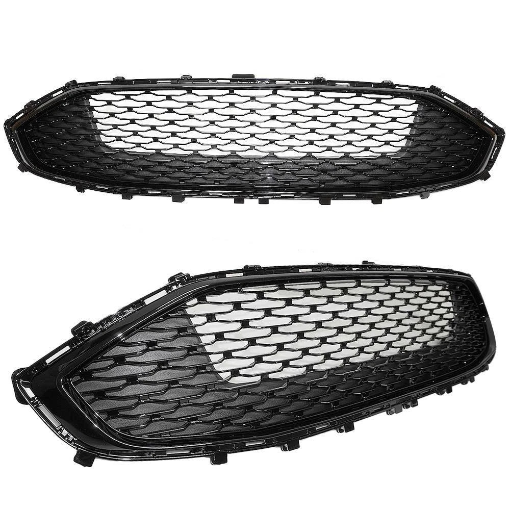 Front Bumper Grille for Ford Fusion (2019–2020) Glossy Black Mesh