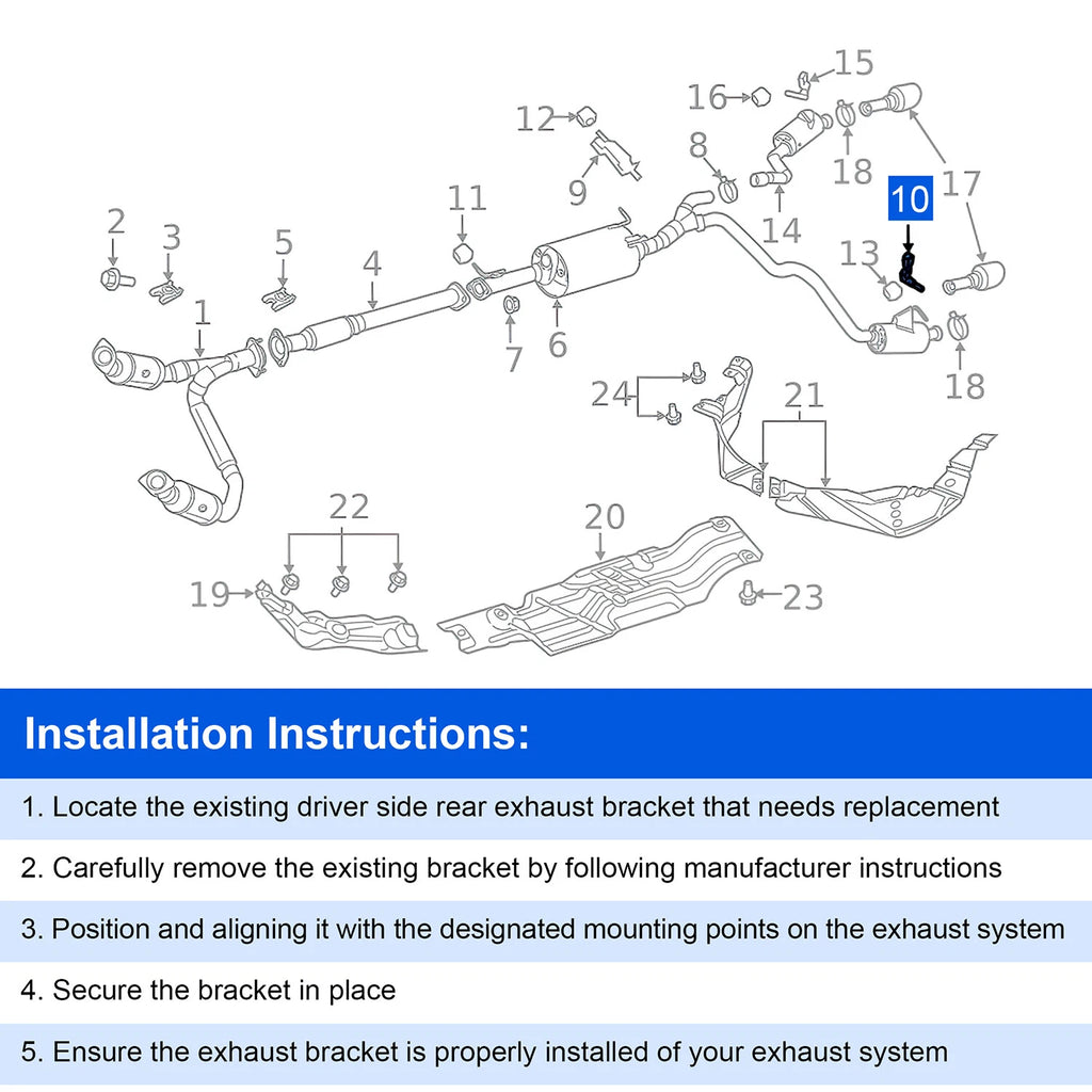 Exhaust Bracket 68275662AB for Ram 1500 5.7L 6.2L (2019–2024) Driver Side