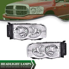Clear Lens Chrome Housing Headlights for Dodge Ram 1500 2500 3500 (2002–2005)