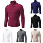 Turtleneck Pullover Sweater for Men - Slim Fit Solid Color Long Sleeve