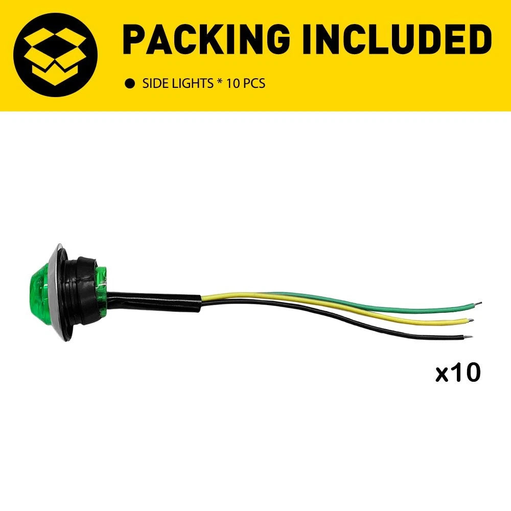 3/4" Green LED Strobe & Steady Marker Lights for EV (10X)