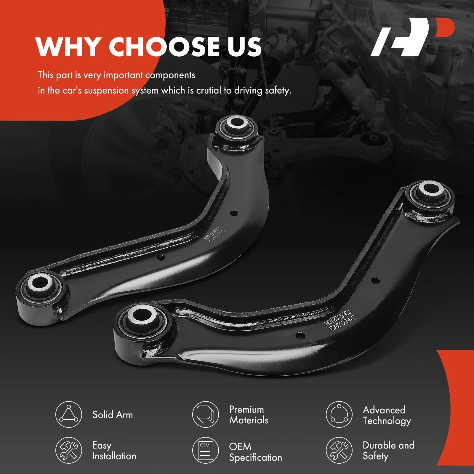 2X Rear Upper Control Arm for Hyundai Sonata (2015–2019) Kia Optima (2019–2020)