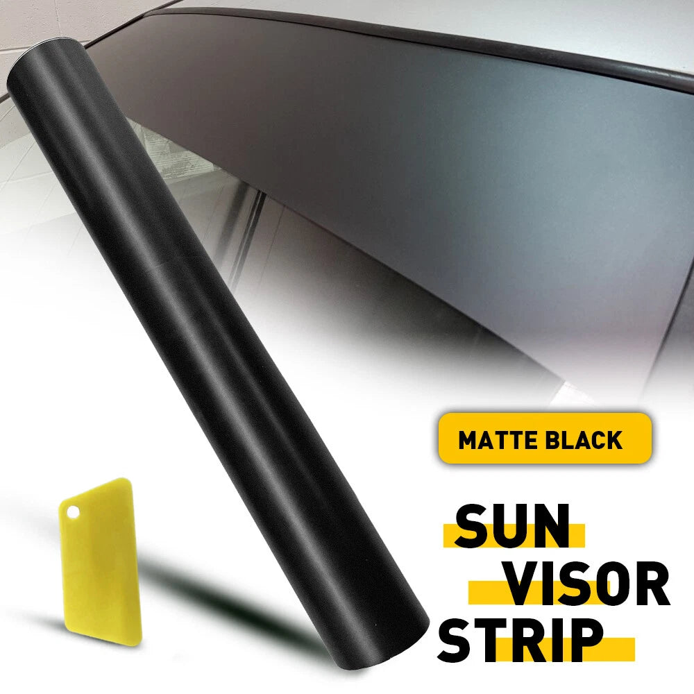 Universal Windshield Matte Black Vinyl Sun Decal Strip 60"x10"