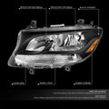 Headlight Assembly for Mercedes-Benz Sprinter (2019–2022) Black Housing Amber Lens