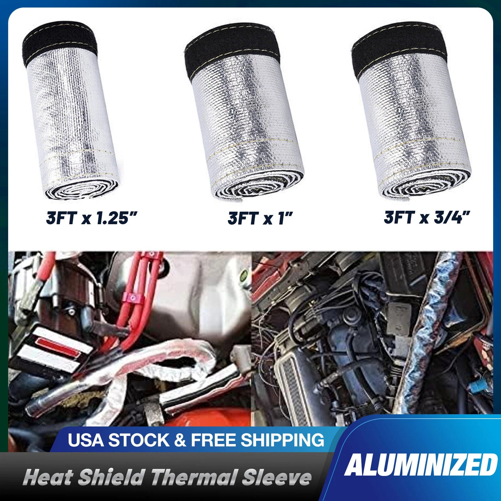 3FT Aluminized Heat Shield Sleeve for Fuel Line Wire for Universal (2020–2025)