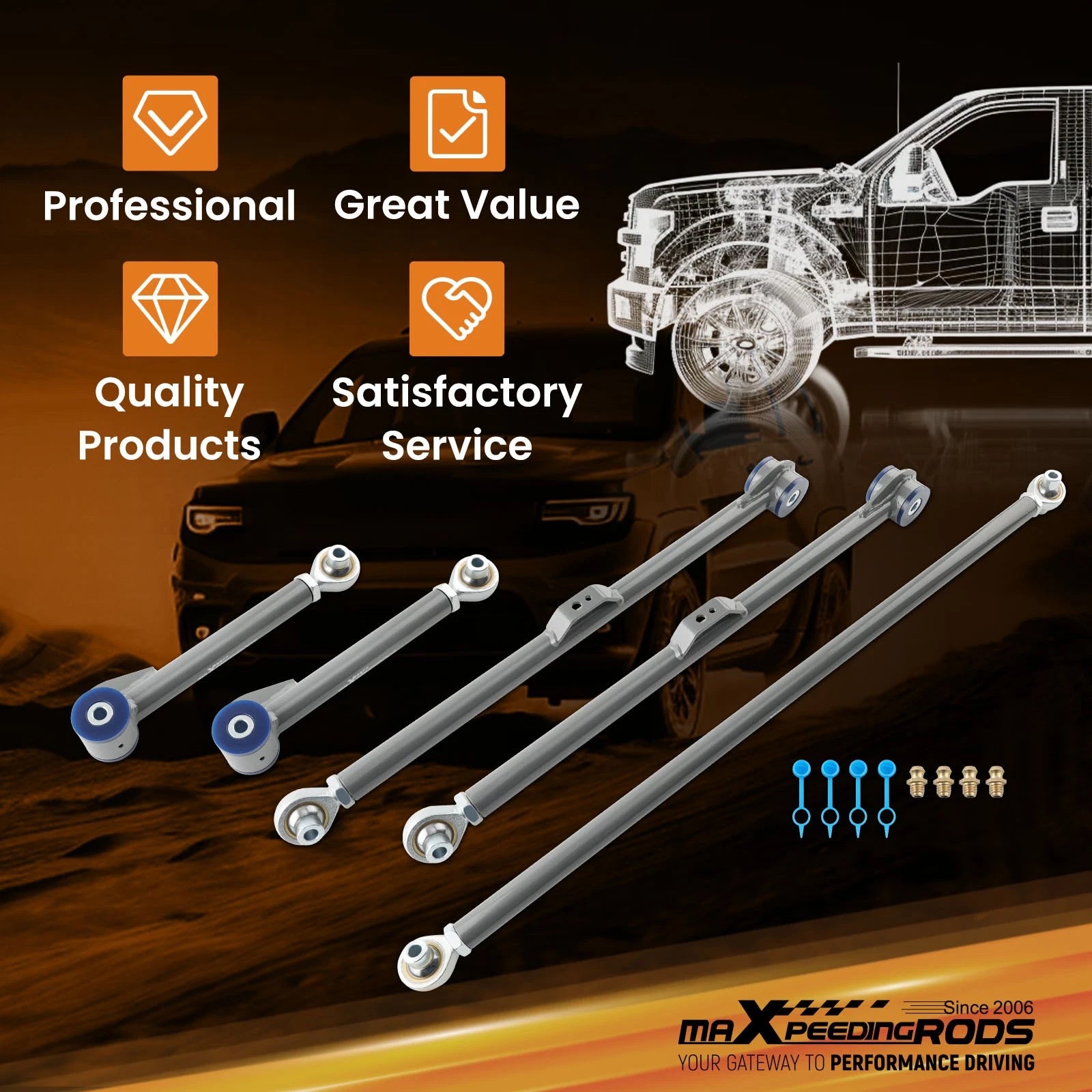 Adjustable Rear Control Arms & Track Bar for Toyota 4-Runner (2003-2009)