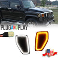 Set of 2 Smoked LED Front Fender Side Marker Lights for Hummer H3 (2005–2010)