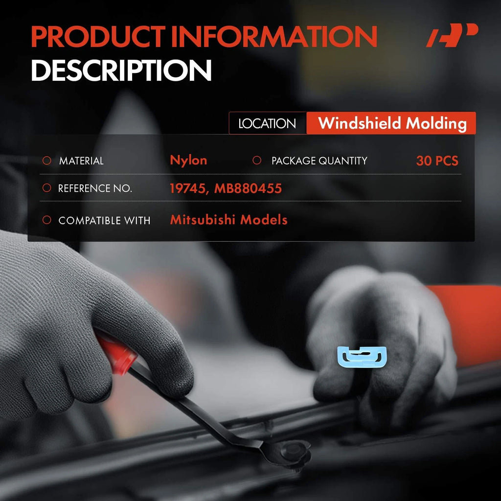 Set of 30 Nylon Windshield Molding Retainer Clips for Mitsubishi