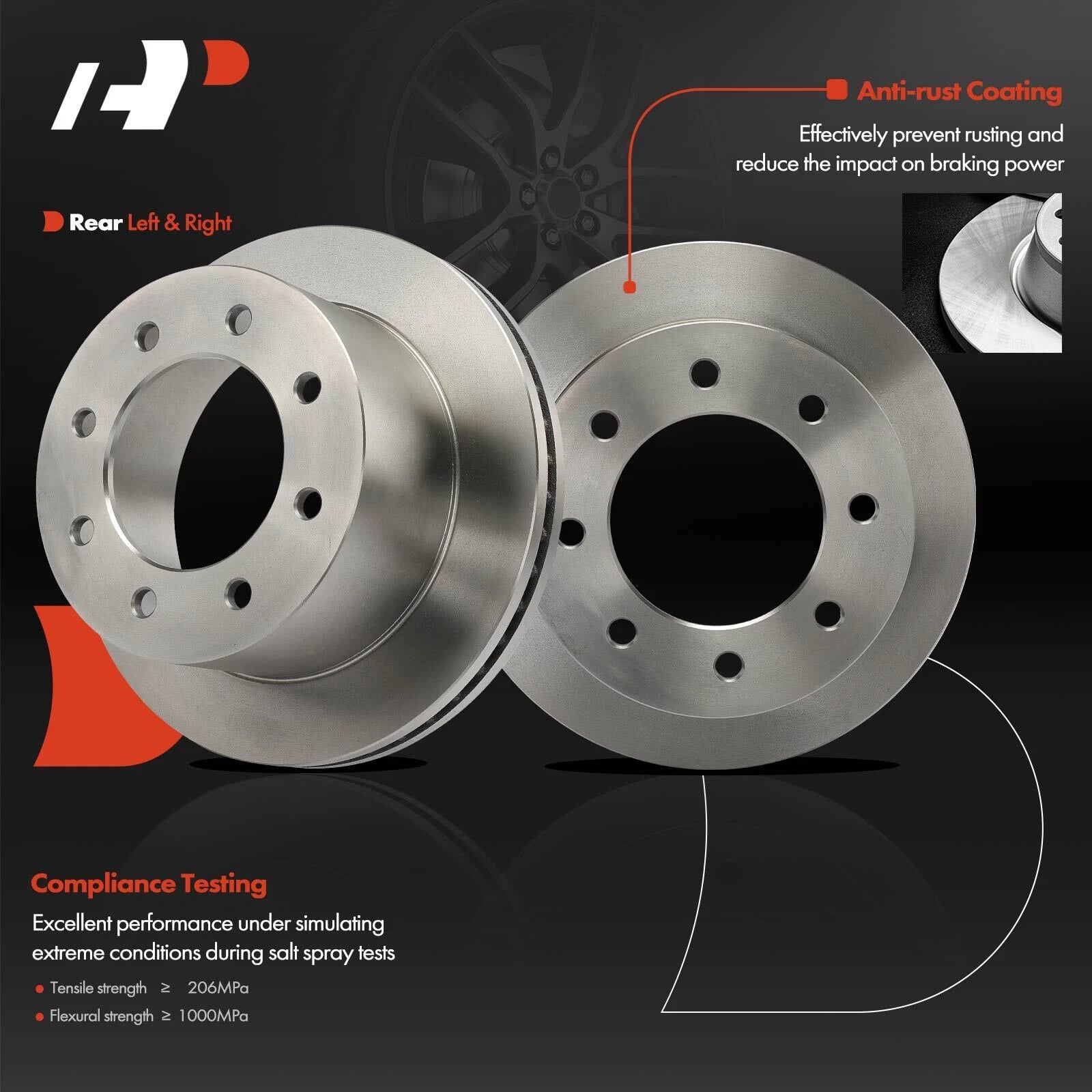 Rear Disc Brake Rotors & Ceramic Pads for Chevy Silverado 3500 HD (2011–2019)