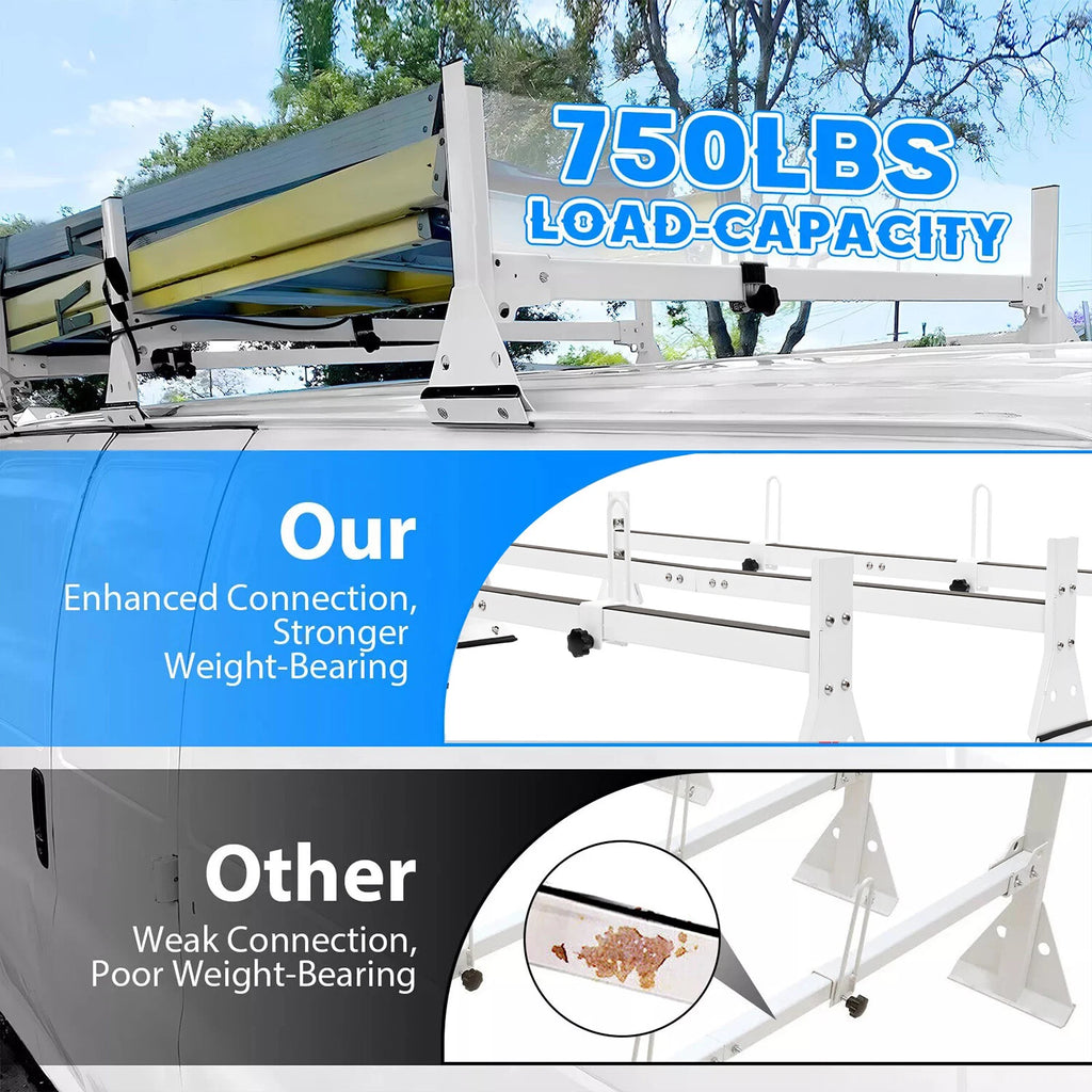 3 Bar Steel Roof Ladder Rack for Chevy Express 2500/3500 (1996–Present)