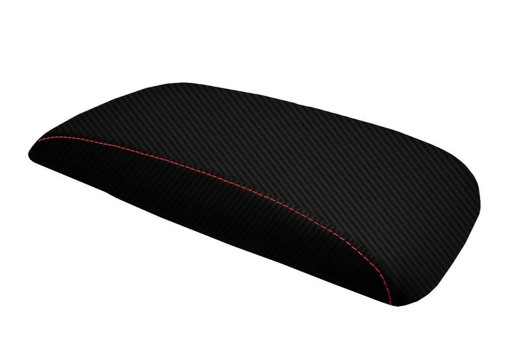 Console Lid Armrest Cover for Honda Element (2007–2011) Carbon Fiber Red Stitch