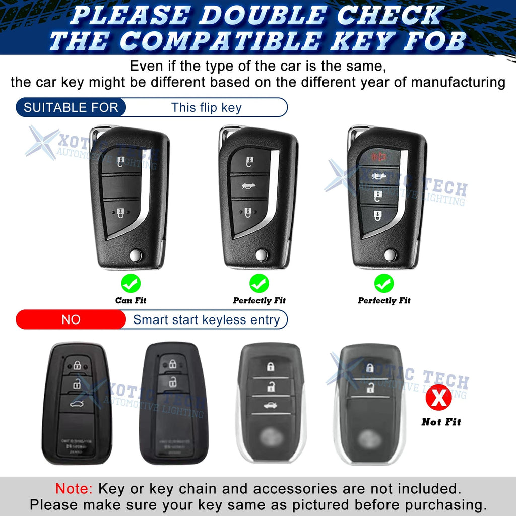 Blue TPU Folding Key Fob Holder Case with Keychain for Toyota Corolla 2014-2018