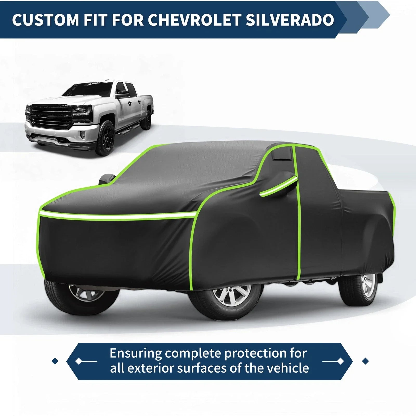 Waterproof Car Cover for Chevrolet Silverado Crew Cab 6.6ft Short Bed (2000-2018)