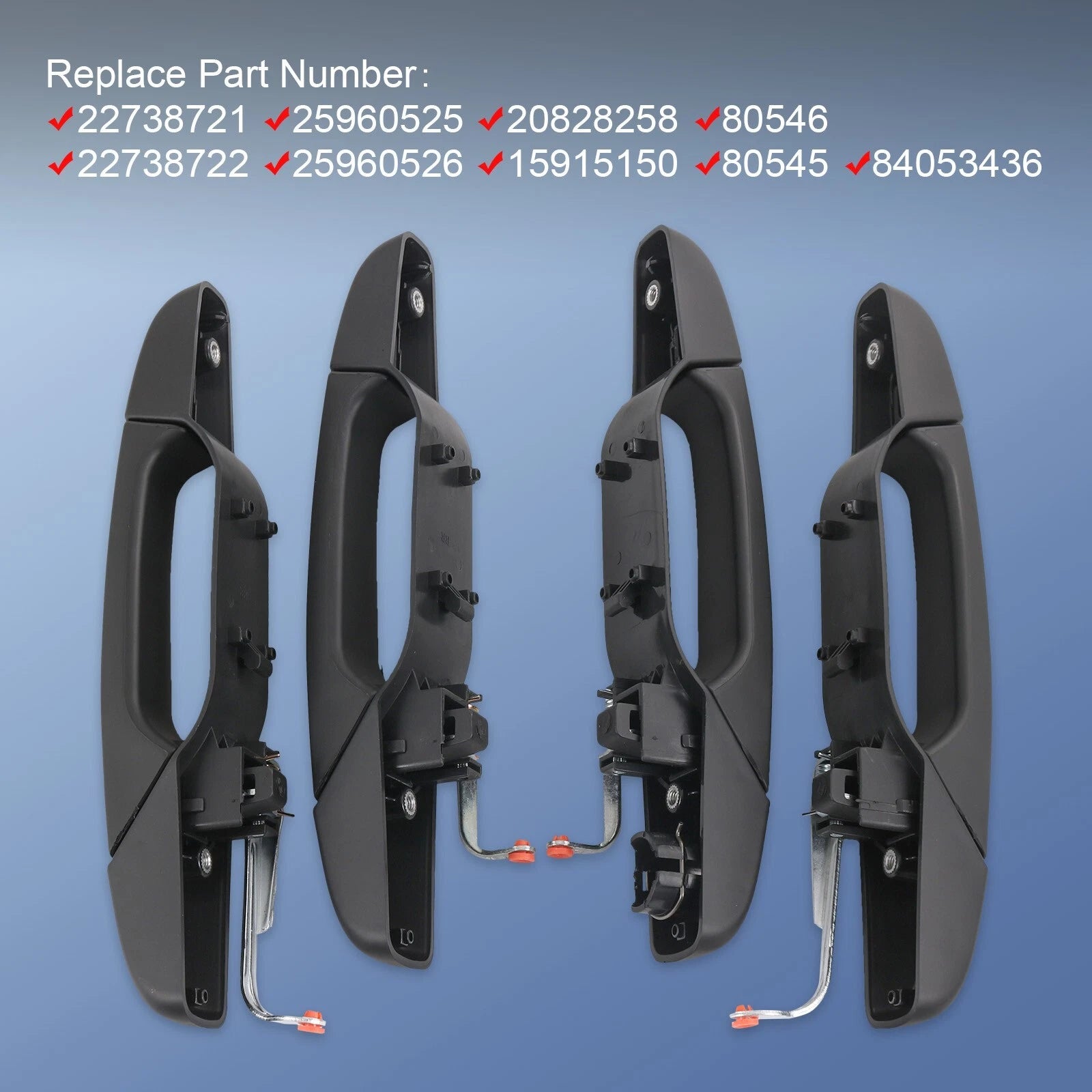Set of 4 Black Door Handles for Chevy GMC Tahoe Yukon Sierra (2007–2014)