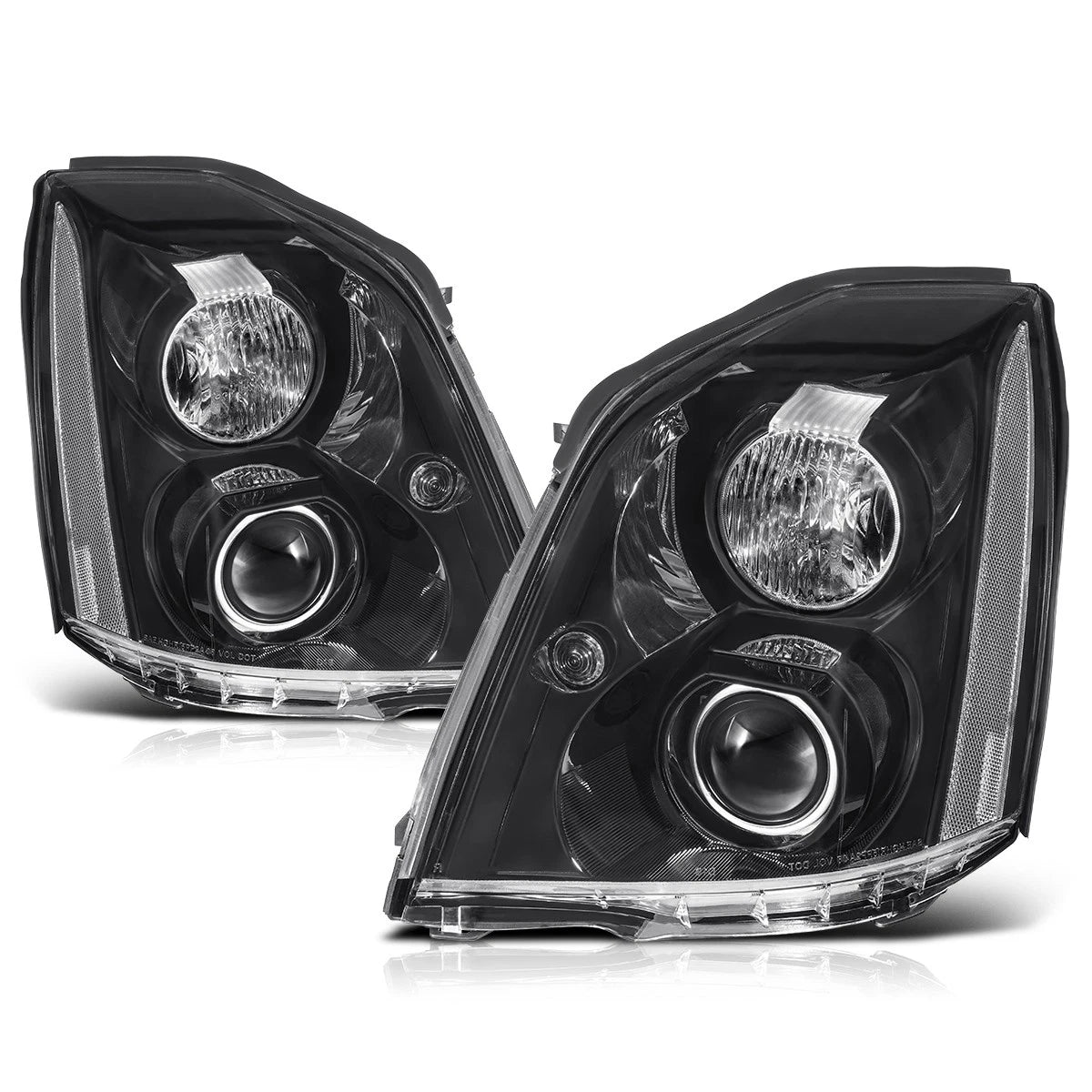HID Projector Headlight for Cadillac DTS (2006–2011) - Clear Corner Black