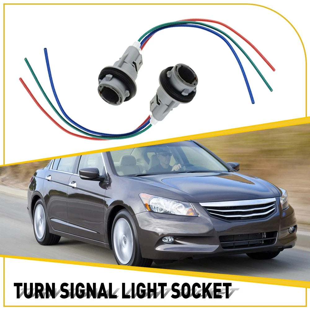 2 Front Turn Signal Light Socket Connector Harness W/ 3-Wire for Honda Civic