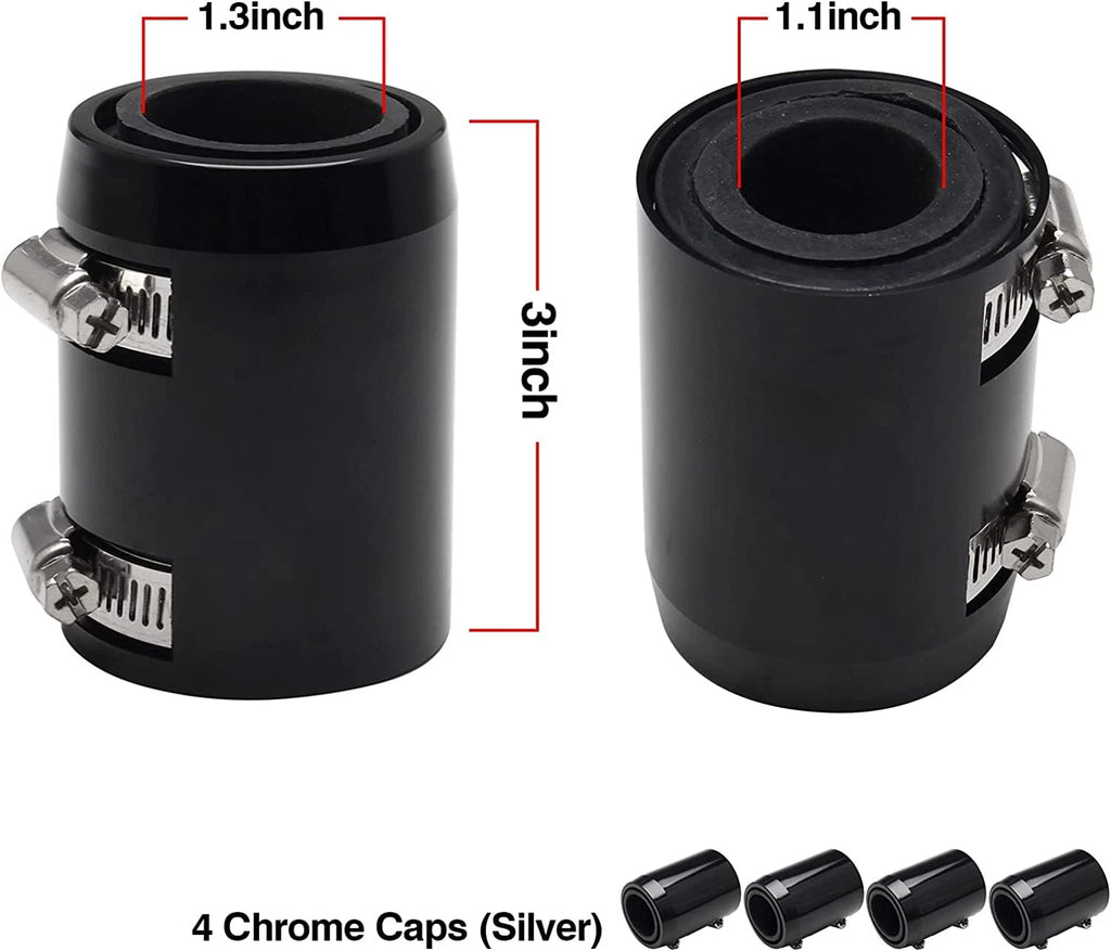 48" Stainless Steel Flexible Coolant Water Hose Kit with Caps