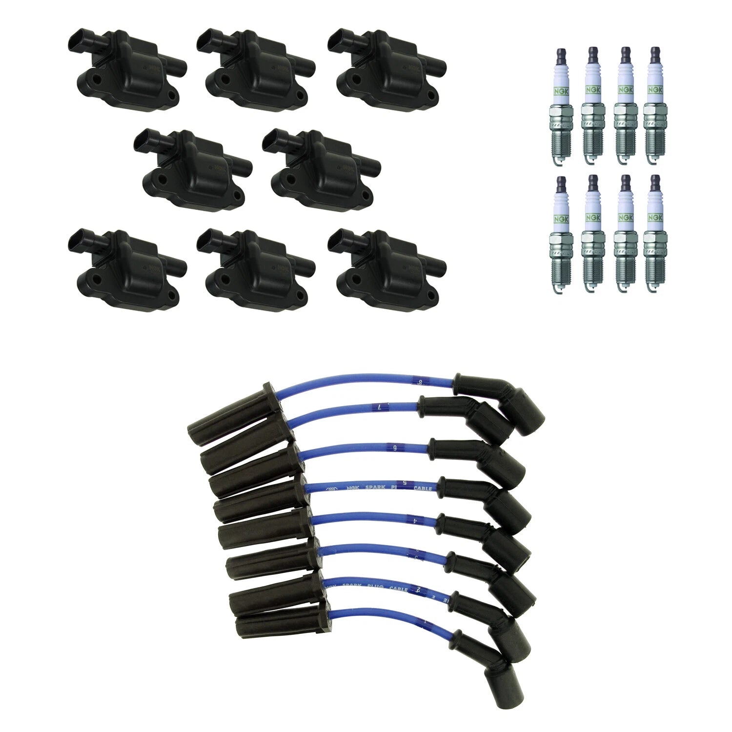 Set of 8 Ignition Coil Wires & Platinum Spark Plugs for 9-7x Camaro Corvette V8