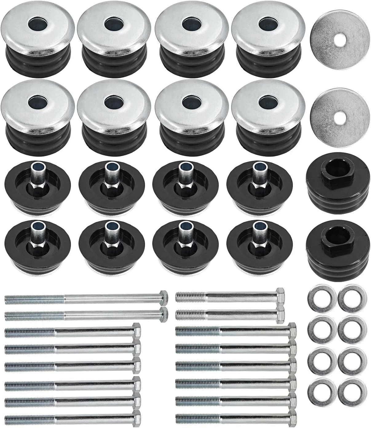 Set of 4 Body Cab Mount Bushings Kits for Ford F250 F350 (1999–2007) Black