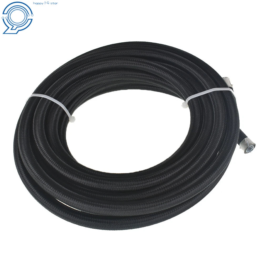 Set of 10 E85 PTFE Fuel Hose Lines with Fittings - 20FT, Black Nylon