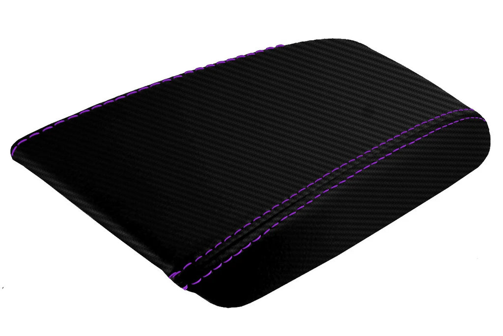 Console Lid Armrest Cover for Nissan Silvia (1989–1993) Carbon Fiber Purple Stitch