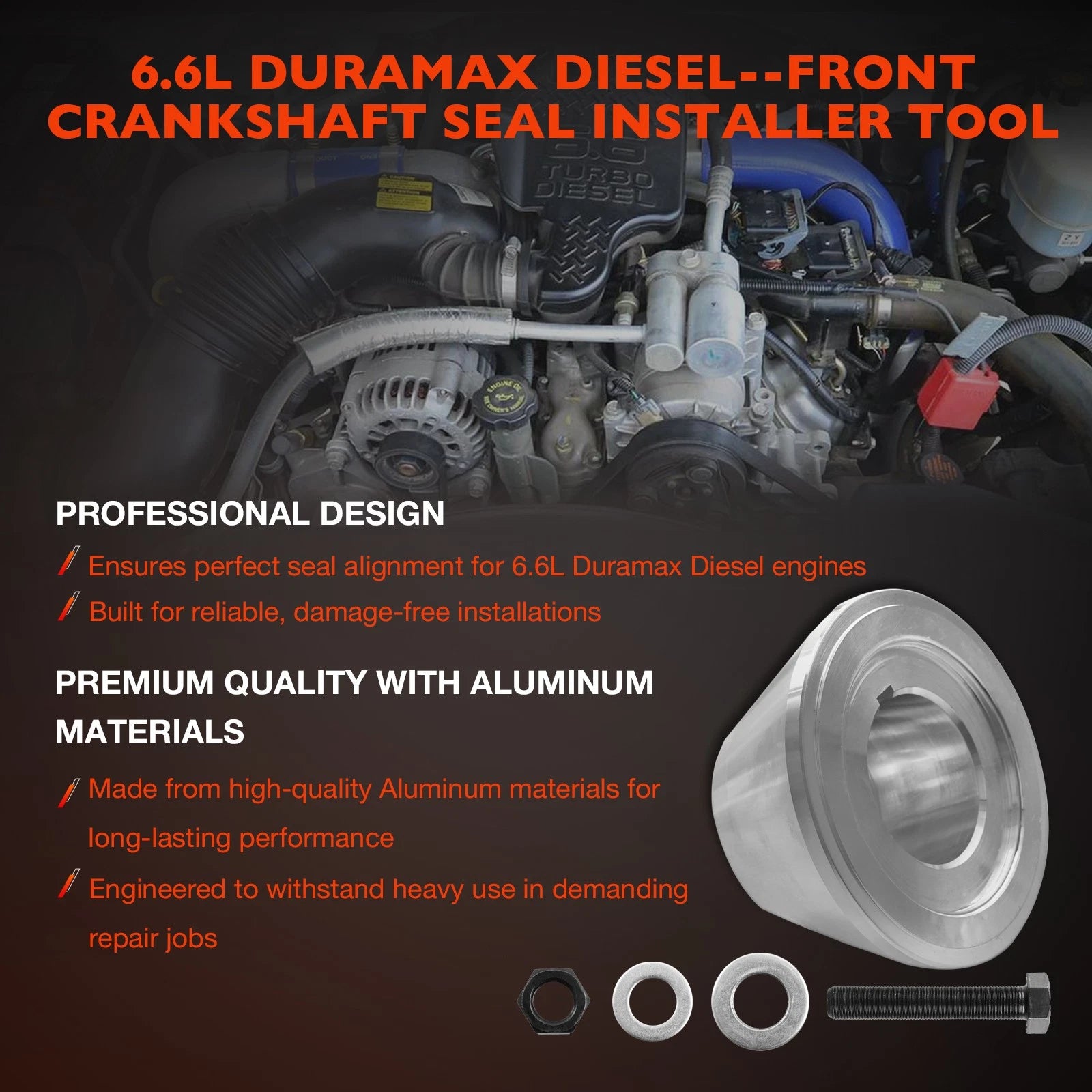 J-44645 Front Crankshaft Seal Installer Tool for Isuzu Duramax 6.6L (2001–2023)