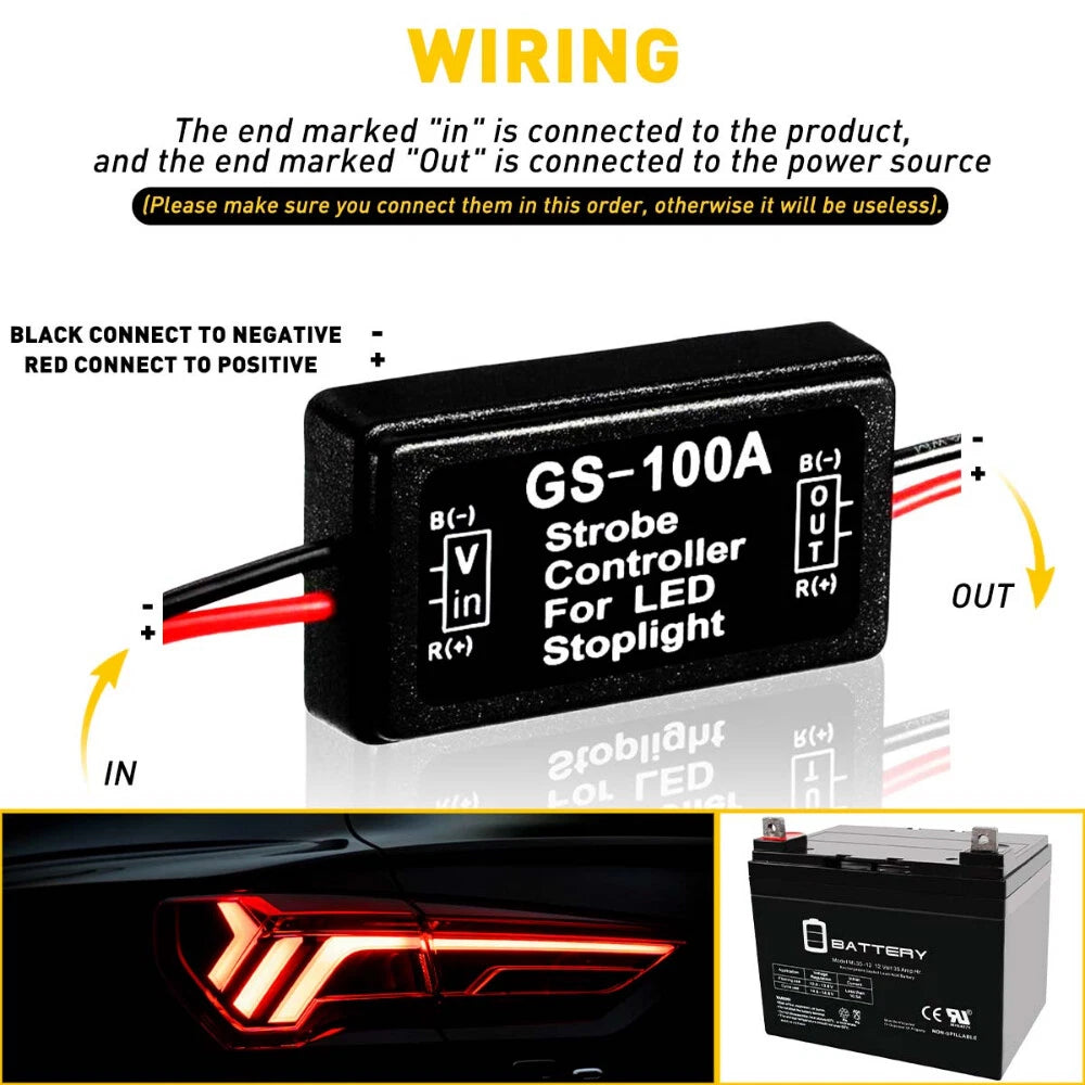 4X Flash Strobe Controller Box Flasher Module for LED Brake Tail Light D