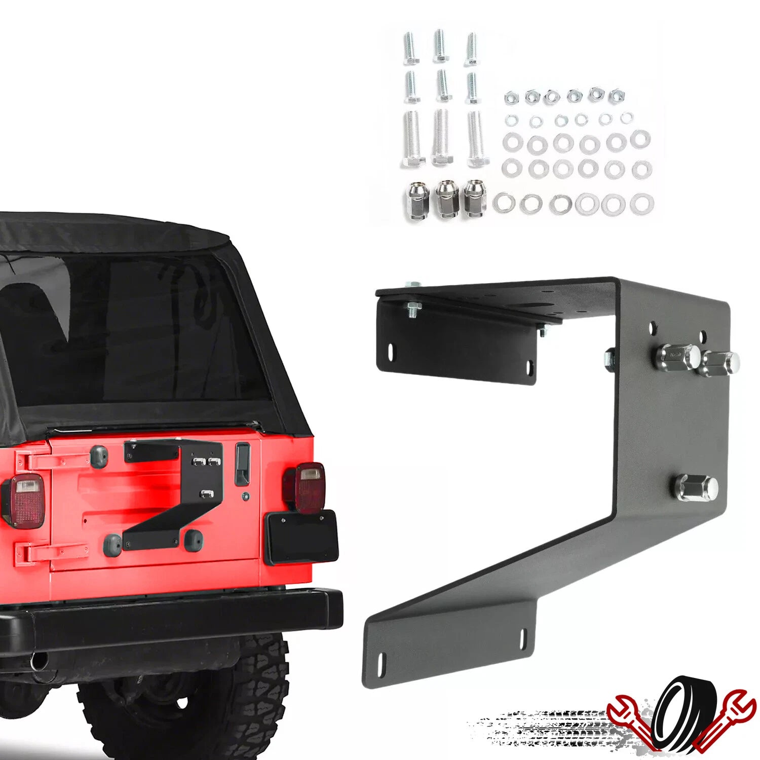 Tailgate Spare Tire Carrier Mount for Jeep Wrangler YJ TJ LJ (1987–2006)