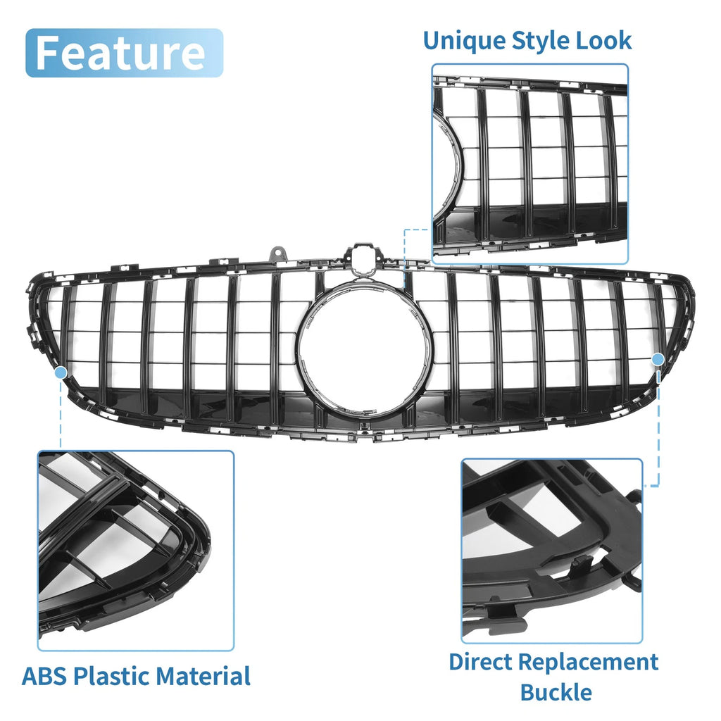 Front Upper Bumper Grille for Mercedes-Benz CLS400 (2015–2018) Black