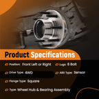 Front Wheel Bearing Hub for Ford F-250 F-350 Super Duty SRW 1999–2004