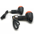 2X Turn Signal Indicators for Universal Motorcycle - Amber Light, Black Metal