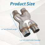 2.5" Dual In/Out Stainless Steel X-Pipe Muffler Exhaust Tip for Universal
