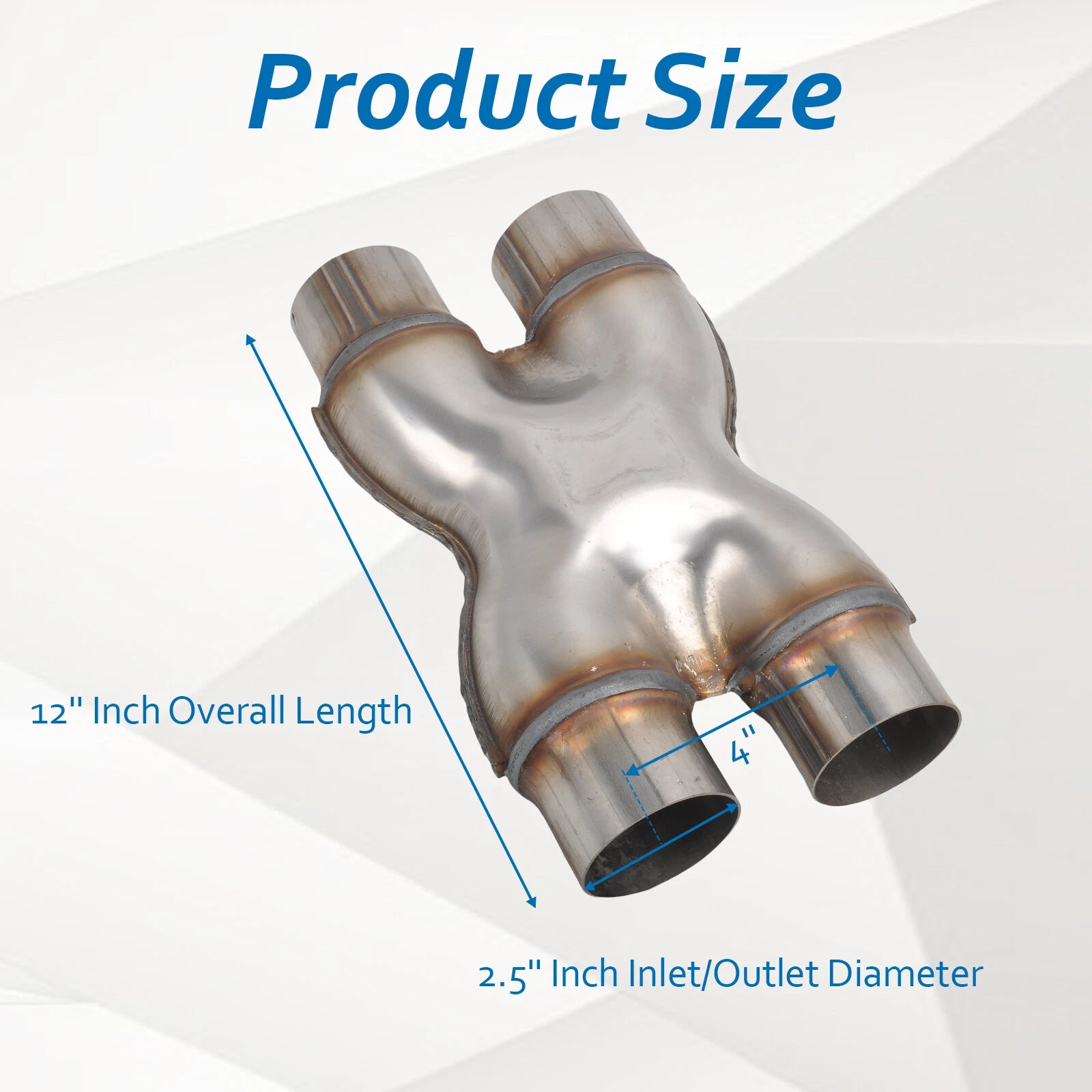 2.5" Dual In/Out Stainless Steel X-Pipe Muffler Exhaust Tip for Universal
