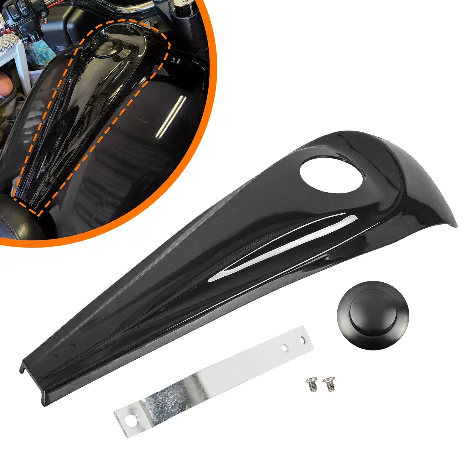 Glossy Black Dash Fuel Console + Gas Tank Cap Cover for Harley Street Glide (2008–2023)