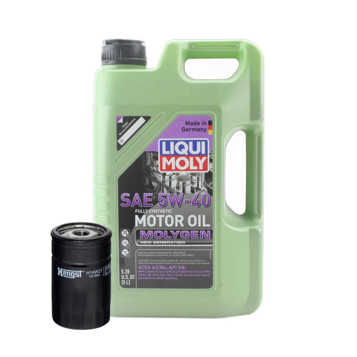 5L Liqui Moly Molygen 5W40 Oil Change Kit for Audi Beetle Golf (2013–2023)