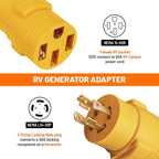 RV Generator Plug Twist Lock L14-30P to L14-50R 4 Prong Adapter for EV Camper