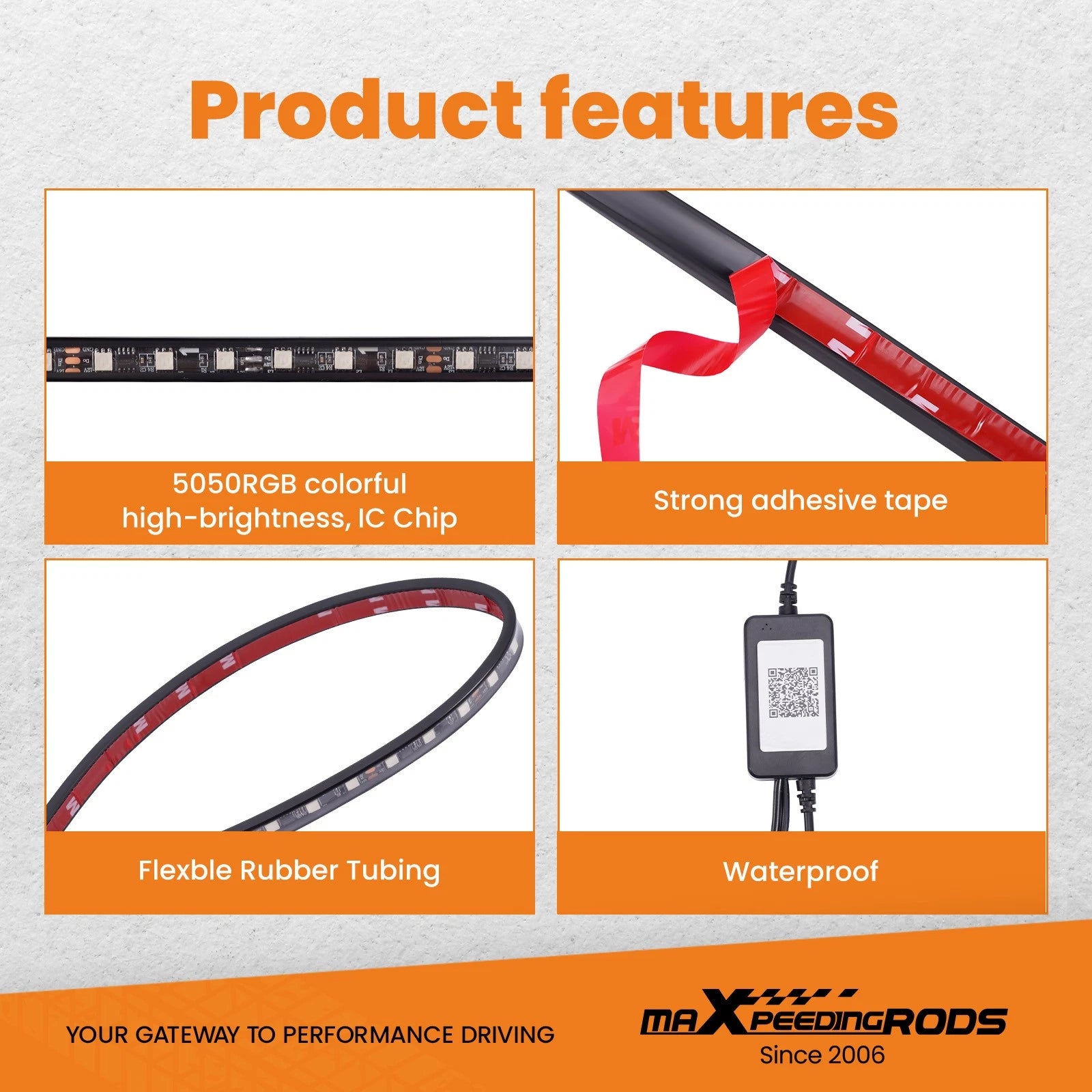 6Pcs RGB LED Waterproof Under Glow Light Strip Kit for Motorcycle
